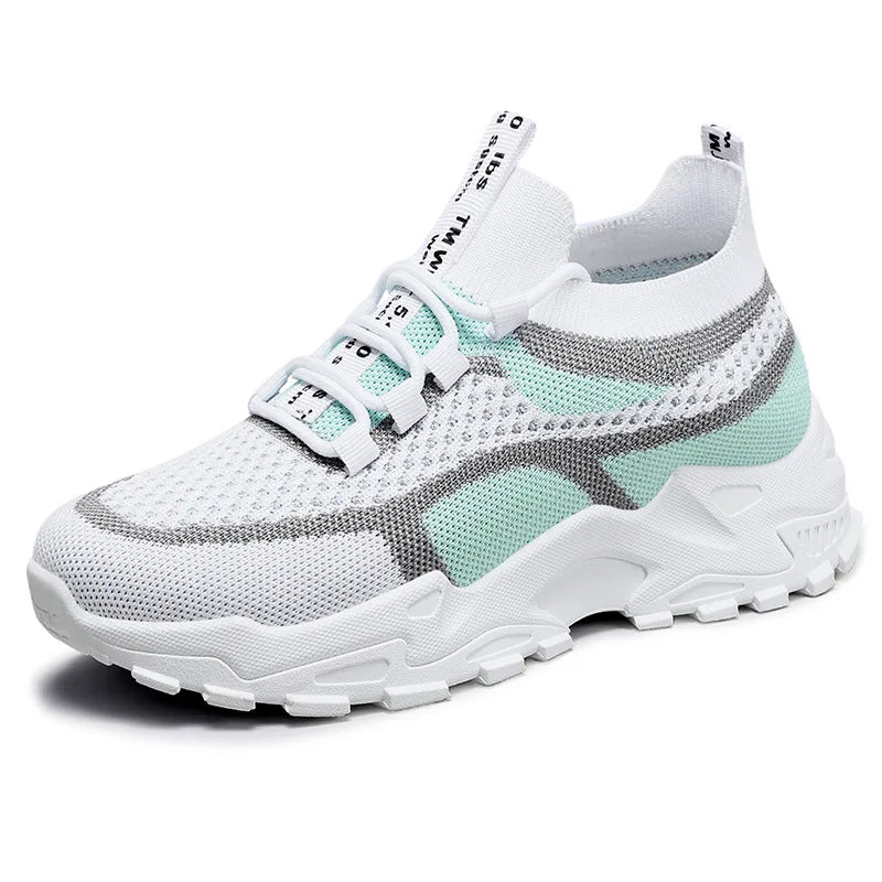 Women's Breathable Mesh Chunky Sole Casual Sneakers Casual Sneakers Vue G-JM291-White green 36