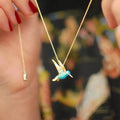 Huitan Enamel Bird Pendant Necklace – Blue Green Women's Gift Pendant Necklace Vue XL1049 45cm