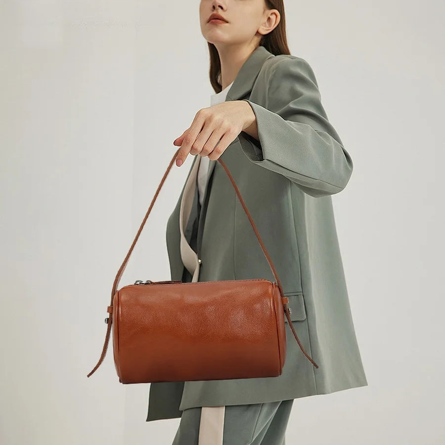 Cowhide Shoulder Bag High-end Sense Large-capacity Cross-body Bag First-layer Cowhide Women's Bag Vue
