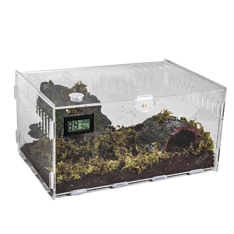 Transparent Acrylic Reptile Terrarium Enclosure For Geckos Lizards Snakes Desktop Table Display For Home Office Decor For Kids Vue