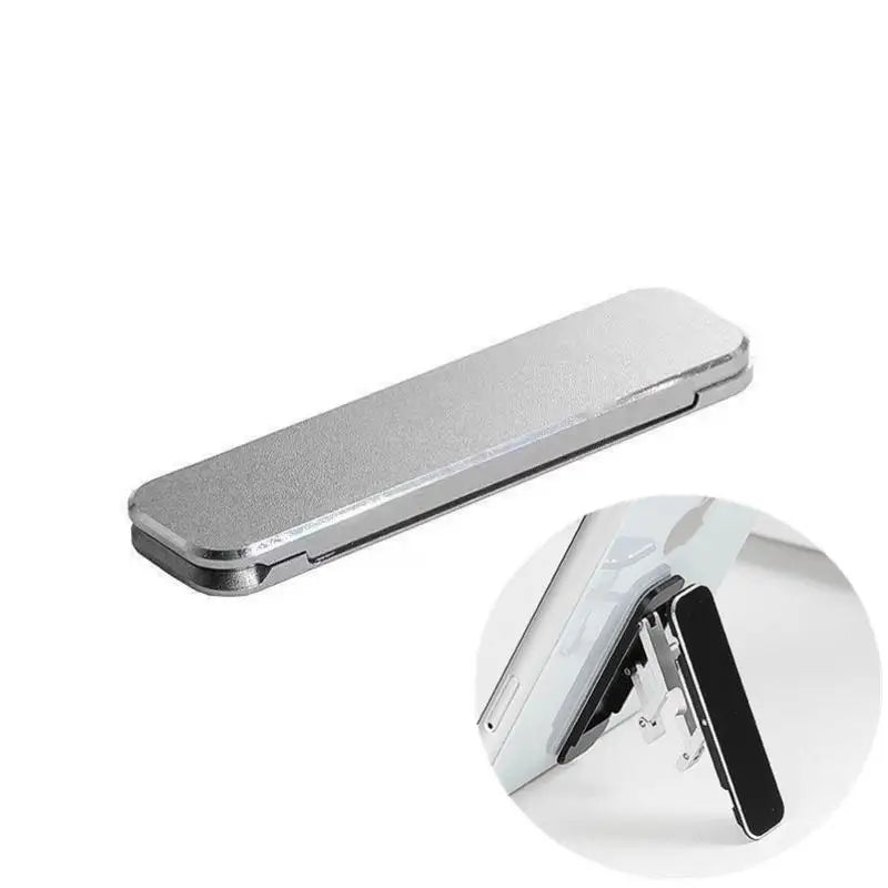 1/3PCS Mini Invisible Foldable Mobile Phone Stand Aluminum Alloy Desktop Mount Material Holder Adjustable Angle For Cellphone Vue 1PCS Silver