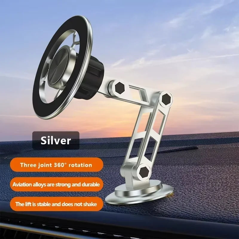 Universal 360° Rotation Magnetic Car Phone Holder Instrument desk support in Car For iPhone 17 16 15 14 13 12 Pro Max Samsung Vue Silver