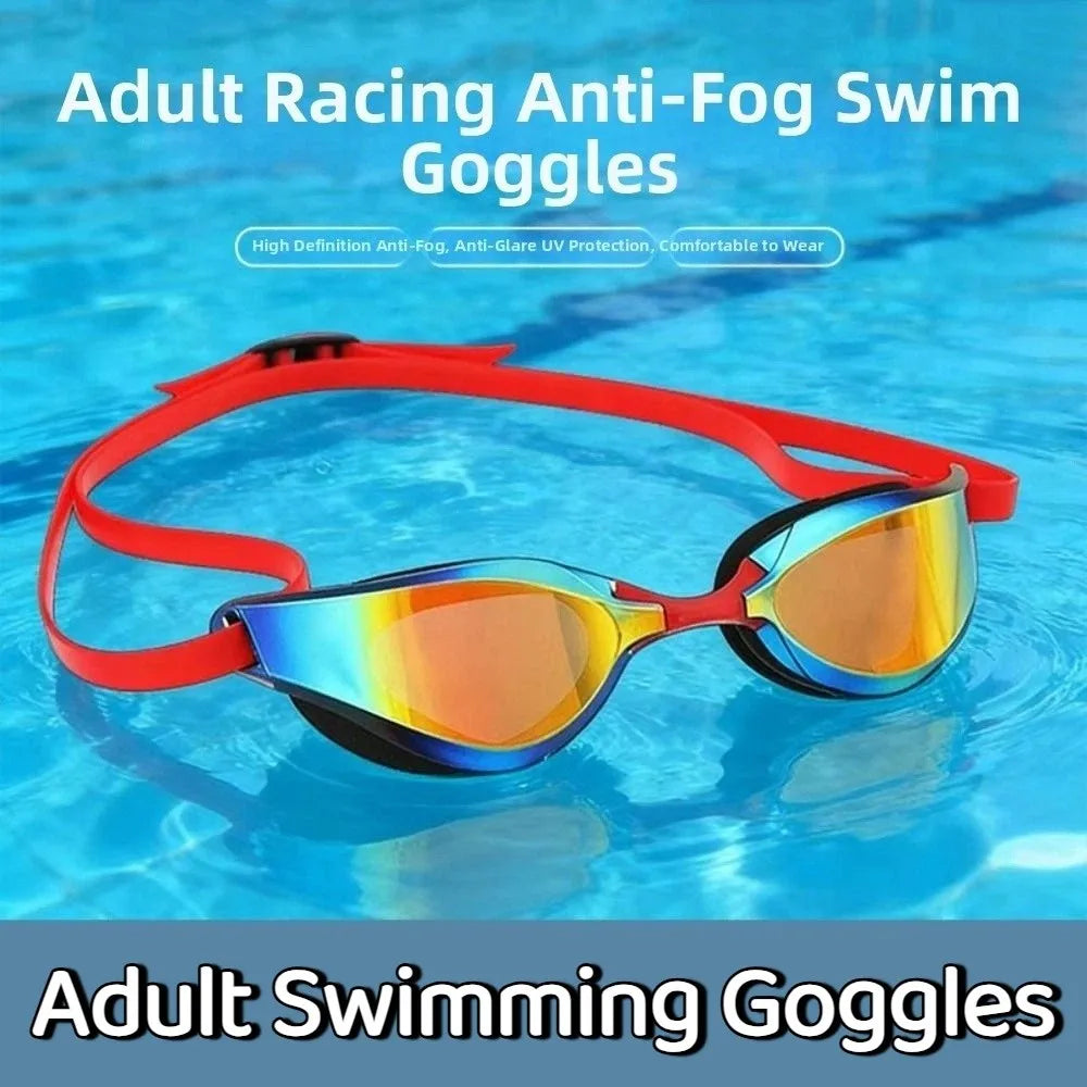 HD Vision Adult Swimming Goggles Adjustable Electroplated Anti-fog Diving Goggles UV Protection Wide View Waterproof Eyewear Vue