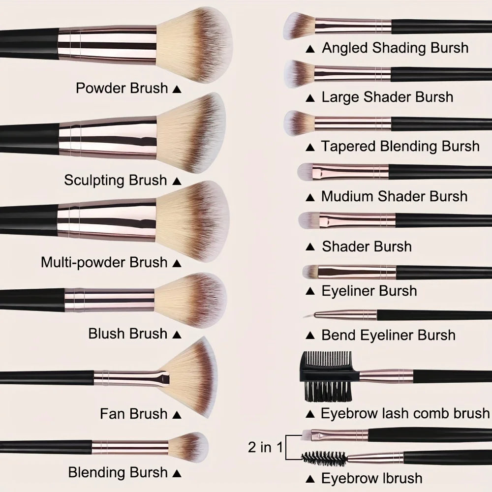 Professional Makeup Brush Set 20Pc Premium Makeup Brush Foundation Concealer Powder Blush Eyeshadow Eyeliner Blending BeautyTool Vue