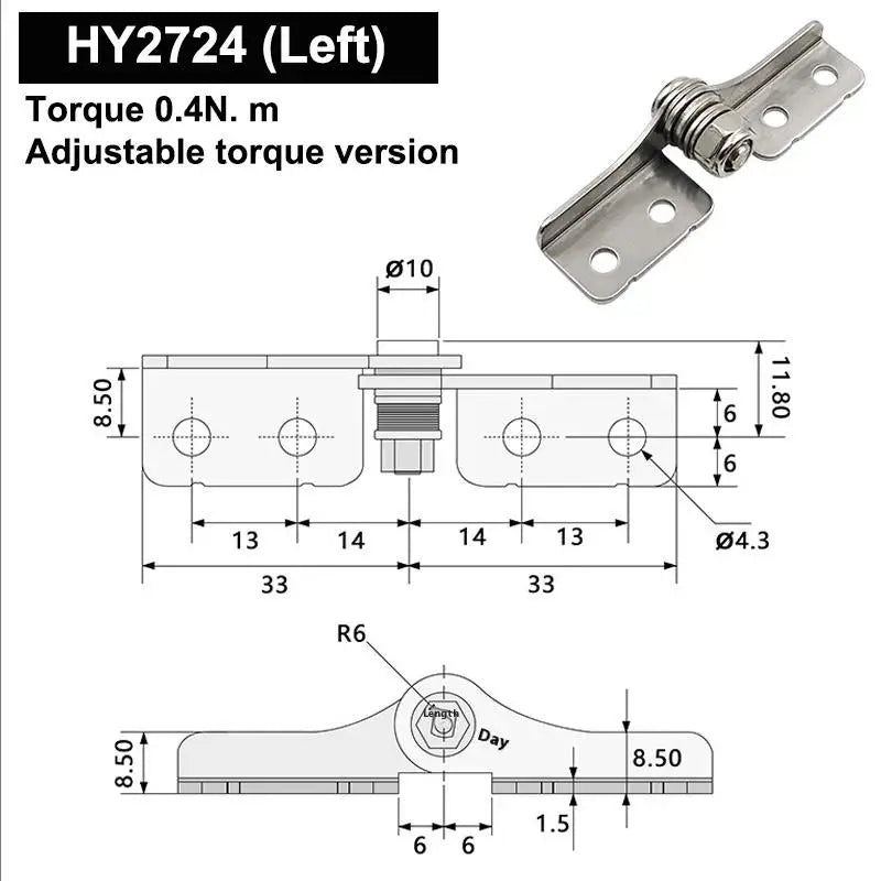 1Pc Adjustable Arbitrary Hinge Stop 304 Stainless Steel Damping Hinge Positioning Shaft for Frameless Use Vue A1