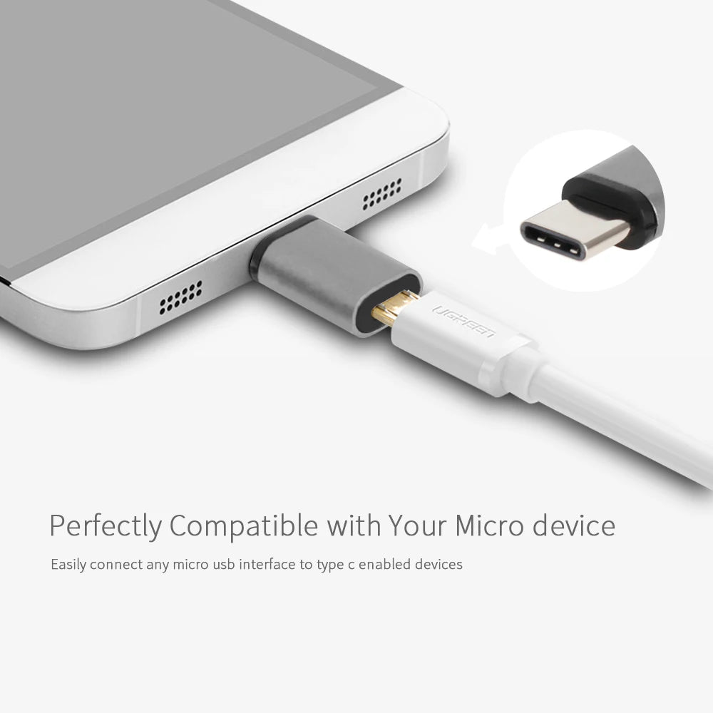Metal Micro USB To Type-C Adapter Aluminum Alloy Mobile Phone Adapter Microusb Connector for iPhone Samsung Huawei Xiaomi TypeC Vue