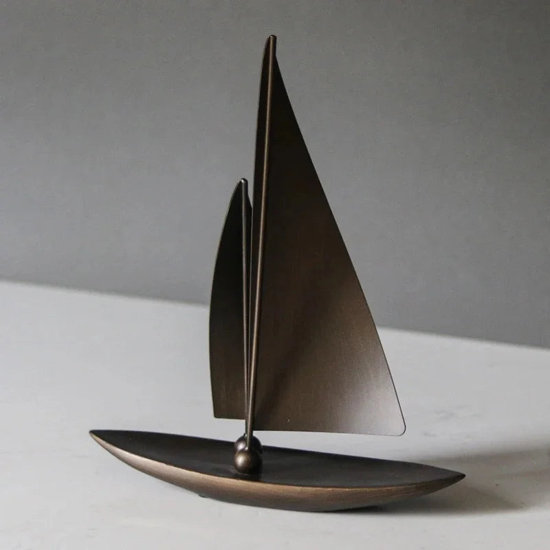 Luxury Sailboat Model Nautical Sculpture For Home Foyer Office Decor For Couples Birthday Gift Elegant Coastal Style Art Vue