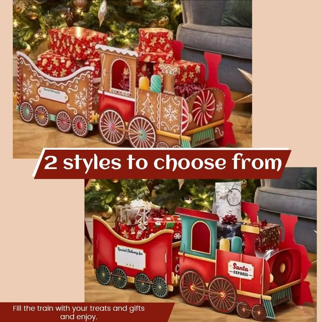 Gingerbread Christmas Train Box Holiday Decor for Mantel, Desk, Home & Party Festive Decorative Storage for Office, Living room Vue