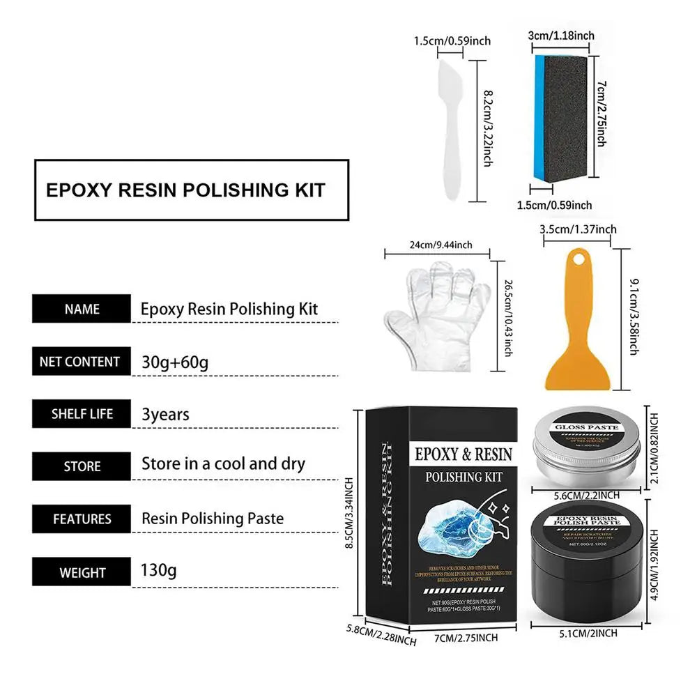 Epoxy Resin Polishing Kit - Creamy Scratch Removal Compound to Restore Shine - Easy Buffing for Resin Art, Table Decor Vue 1 set
