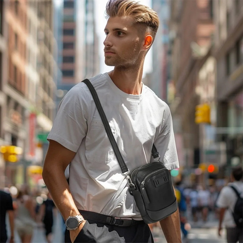 Men's Carry-on Small Satchel Mobile Phone Bag Business Leather High-end Shoulder Bag Messenger Bag Men's Small Bag Vue