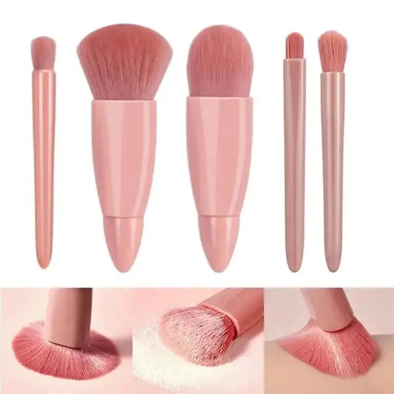 5pcs Mini Makeup Brushes Complete Cosmetic Brushes Small Function Kit With Case And Mirror Travel Size Makeup Brushes Set Vue