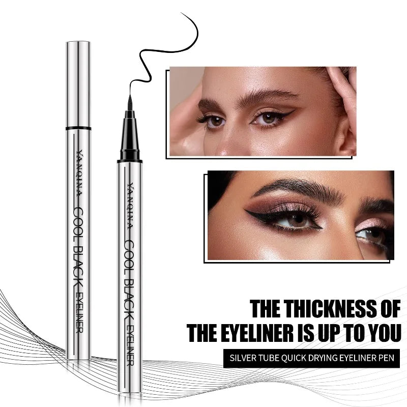 Quick-Drying Liquid Eyeliner Waterproof Smudge-Proof Long-Lasting Black Brown Ideal for Beginners Liquid Eye Liner Pen Vue