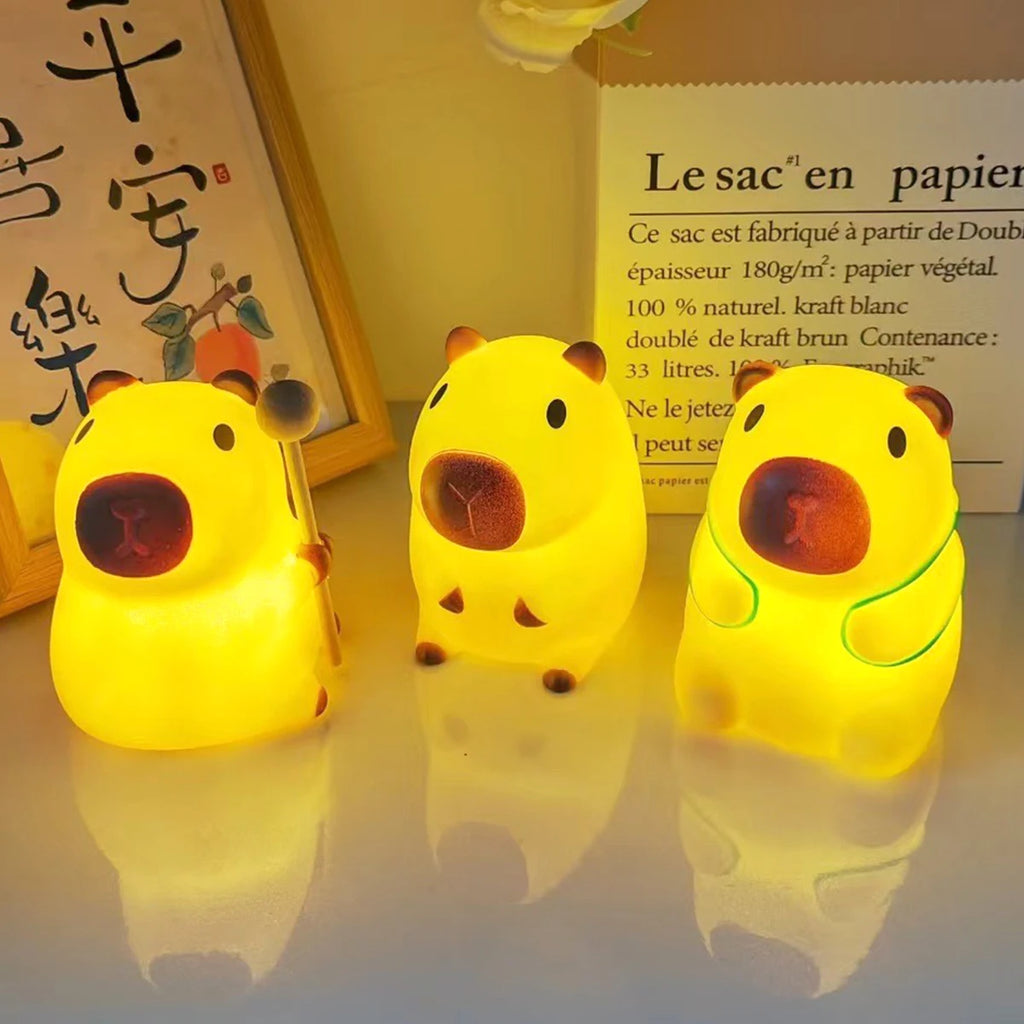 Cute Pet Capybara Night Light Cartoon Bedside Living Room Light Cute Dimming Sleep Sleep Night LED Capybara Room Decor Dimming Vue