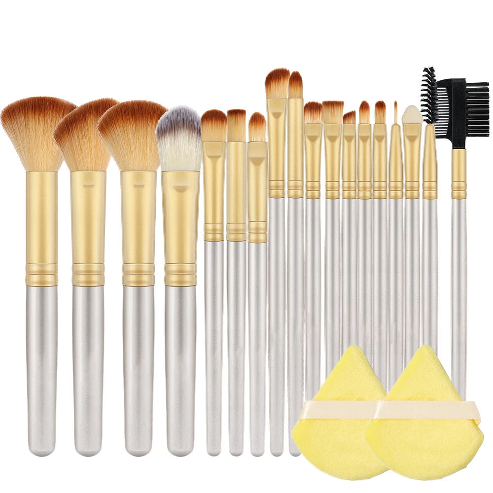 Champagne Makeup Brush Set Professional Soft Fluffy Makeup Beauty Tools Foundation Concealers Powder Blush Brushes Wooden Handle Vue Champ18-2PFF