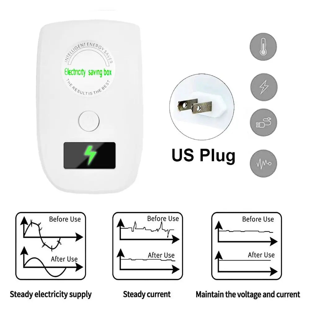 US/EU/UK Adapter Electricity Saving Box Power Save Stable Performance Electric Energy Saver Saver Cost Reducing Smart Vue