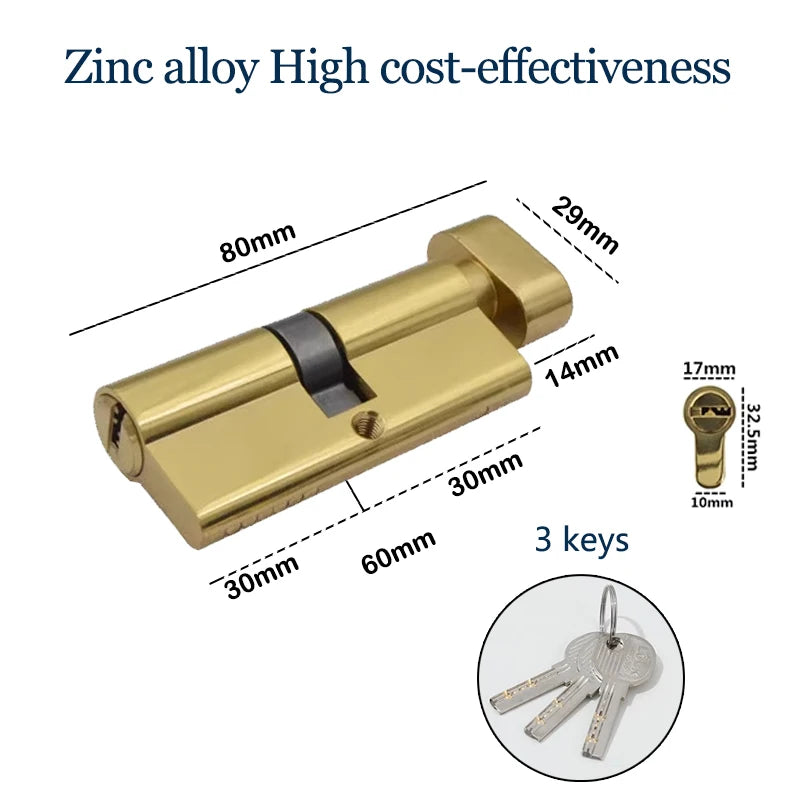 Replacement of door locks cylinder for home interior anti-theft doors Keyed door lock Zinc alloy Smart lock European Standard Vue