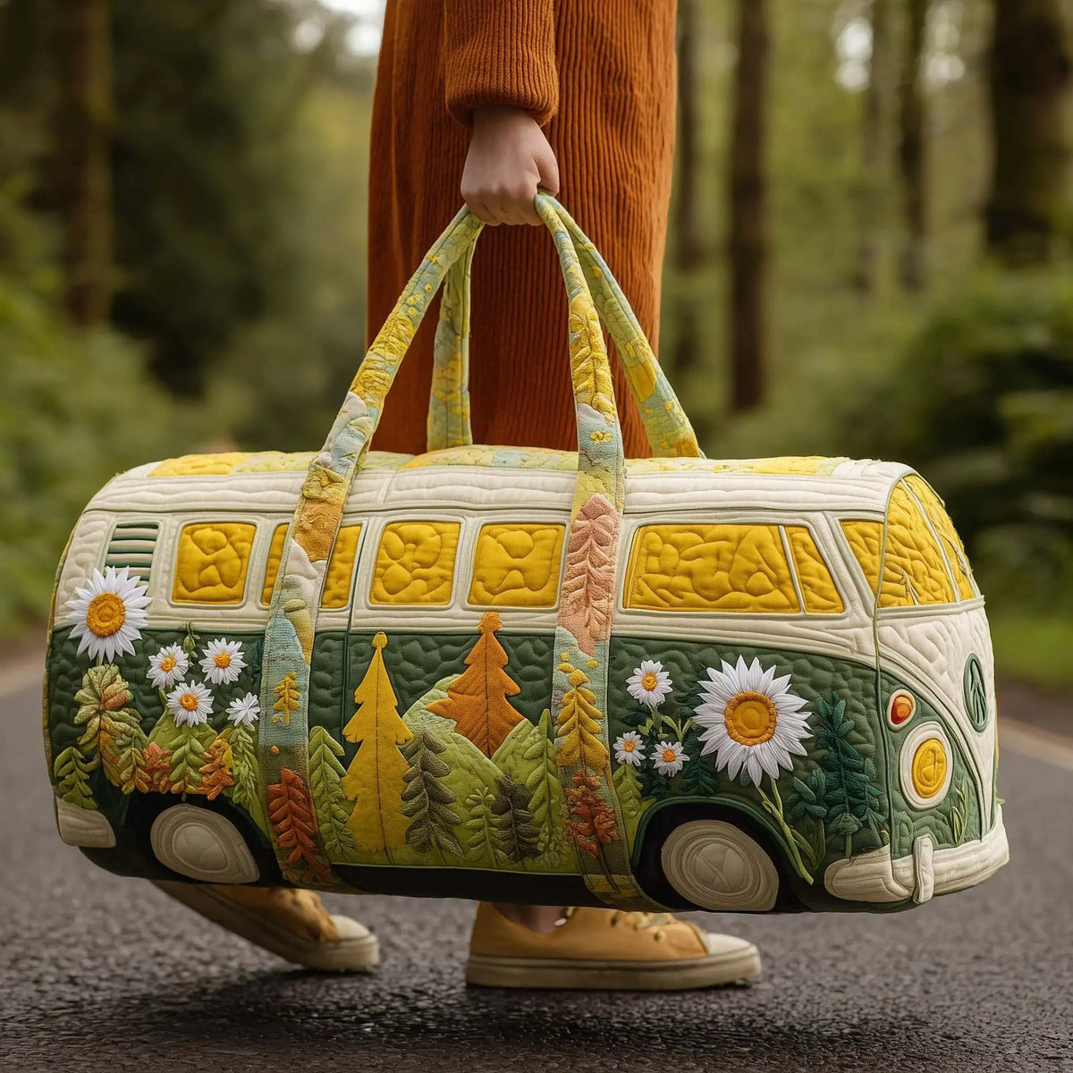 Women 3D Quilting Craft Travel Duffel Bag Fashion Sun Mountain Forest Vue A18