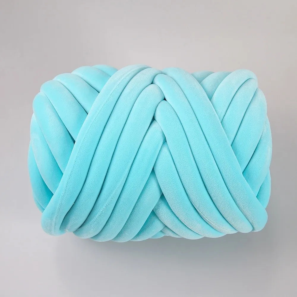 Bulky Diameter 3cm Thick Finger Loop Yarn Velvet 500g/Roll Chunky Yarn Hand Knitting Hand Woven Finger Circle Yarn Carpets Vue Light Blue