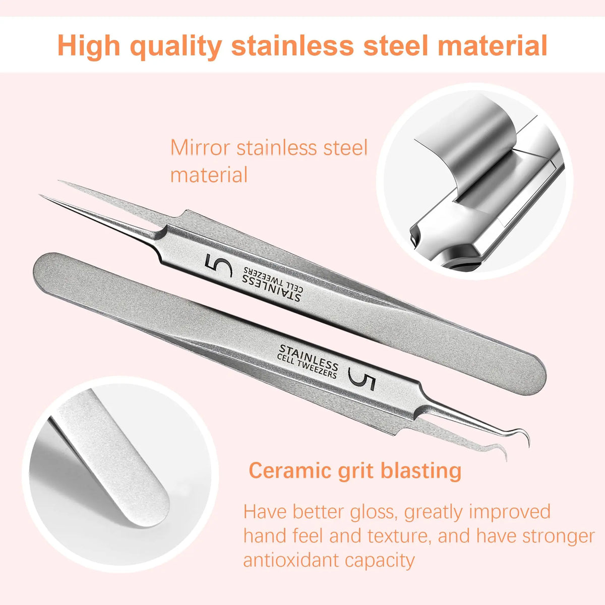 Blackhead Tweezers, Milia Remover, Pimple Popper Tool,Ingrown Hair Tweezers, Blackhead Extractor Vue