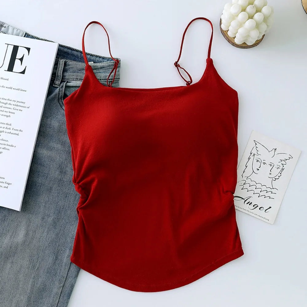 Sweet Sleeveless Suspender Vest Underwear Padded Cups Camisole Slim