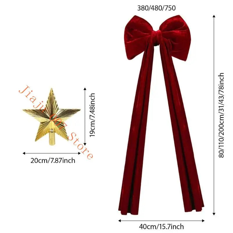 Oversized Christmas Plush Bow Rose Red 32/43/79 Inch Tree Topper Christmas Tree Topper Vue