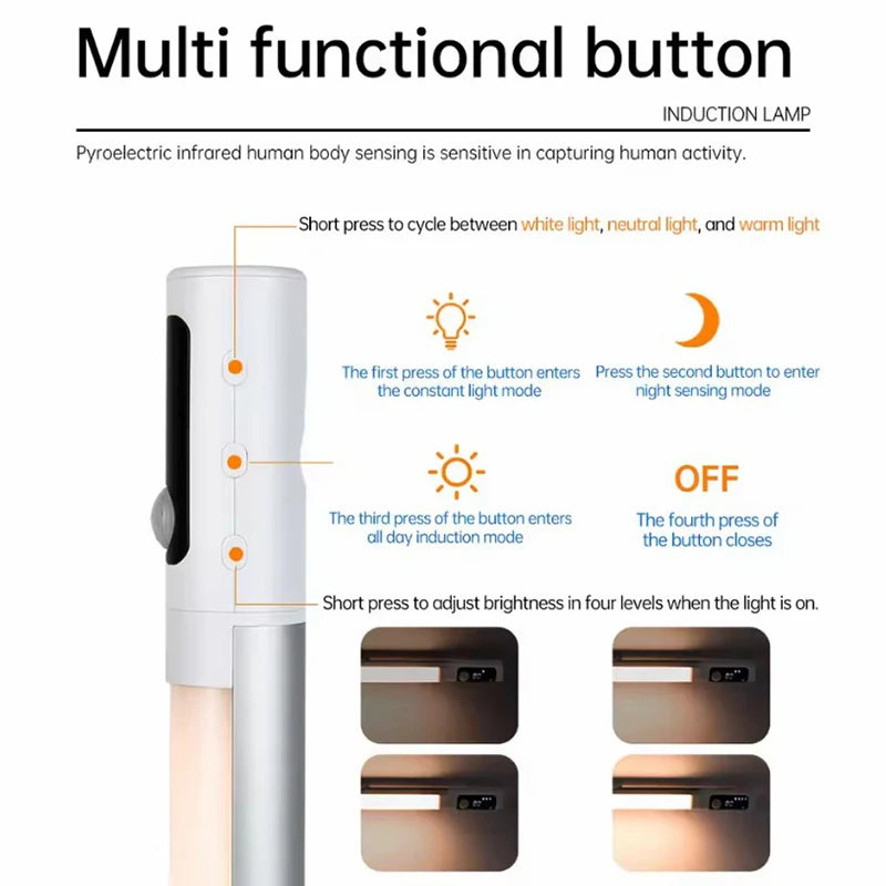 Motion Sensor Light LED Digital Display Night Light Desk Lamp USB Rechargeable Cabinet Lights For Kitchen Bedroom Wardrobe Light Vue