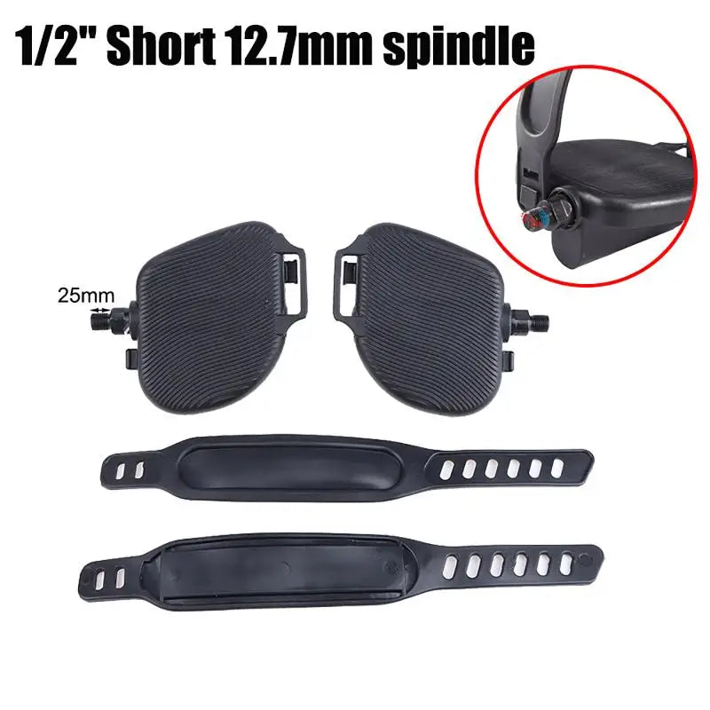 Stationary Exercise Bike Pedals 1 Pair Anti Slip With Straps Replacement Parts For Home Gym Indoor Fitness Vue A