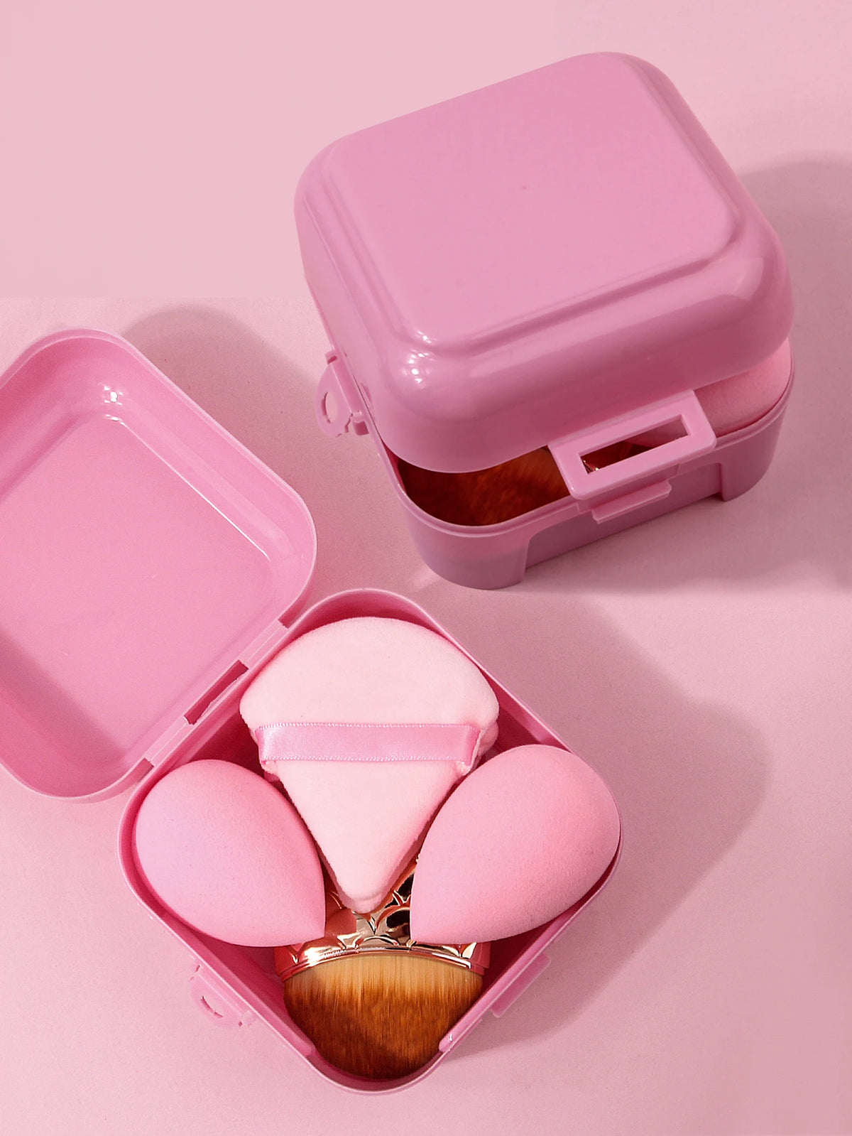 6PCS portable box-set super soft sponge egg/triangular powder puff + fishtail foundation brush portable beauty tool Vue