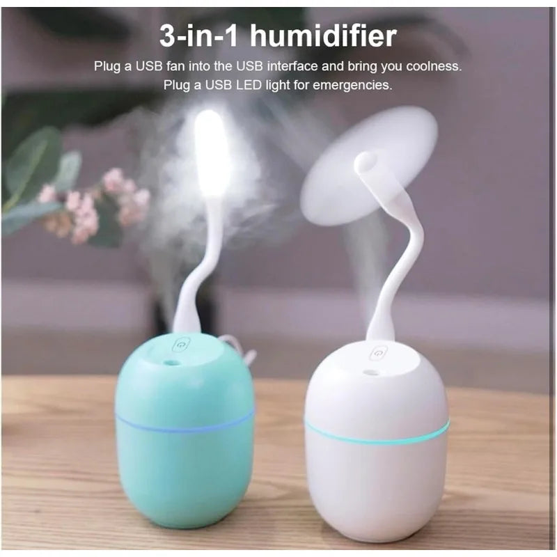 Portable 220ml Mini USB Humidifier with Colorful LED Lights Ultrasonic Cool Mist Air Diffuser for Home Office Car Bedroom Vue