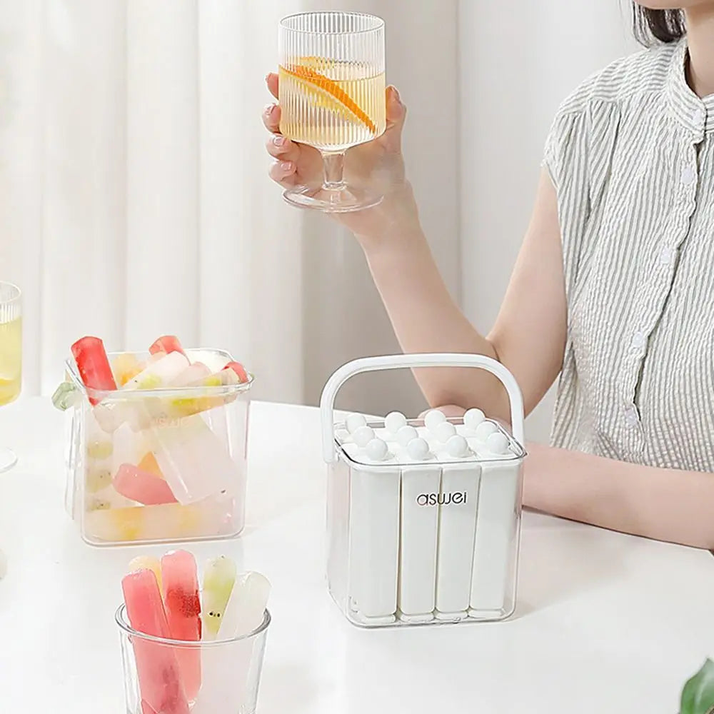 Silicone Old Popsicle Mold Lid Portable Frozen Ice Cream Molds Long