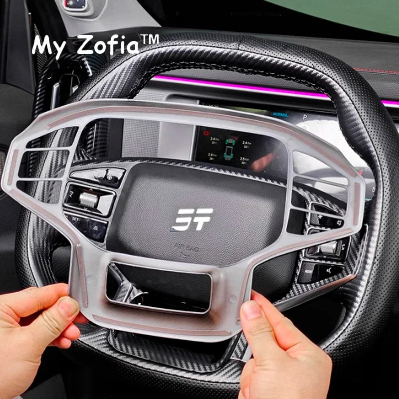 For Chery Jetour T1 2024 2025 Car Styling Steering wheel sticker Carbon Fiber Patterned ABS Modified Protective Accessories Vue