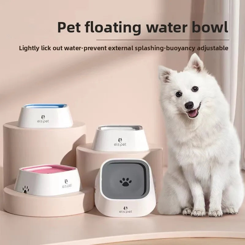 Anti-Splash Pet Water Bowl Dog Cat Drinking Bowl Non-Wetting Mouth Floating Water Bowl Anti-Slip Anti-Tip Pet Bowl Vue