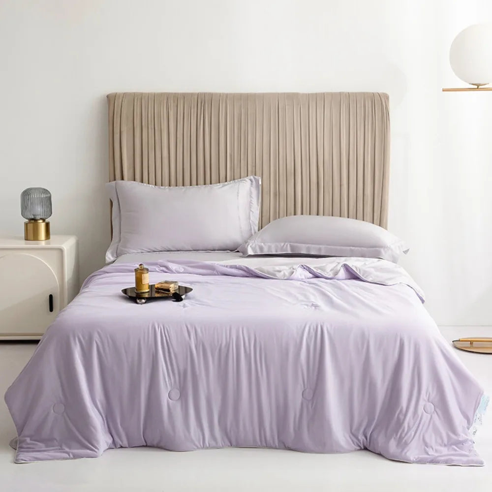 Double Side Air Condition Comforter Cooling Fabric Solid Color Summer Thin Quilt Quilting Lightweight Cooling Blanket Dormitory Vue Purple 59.06x78.74 in