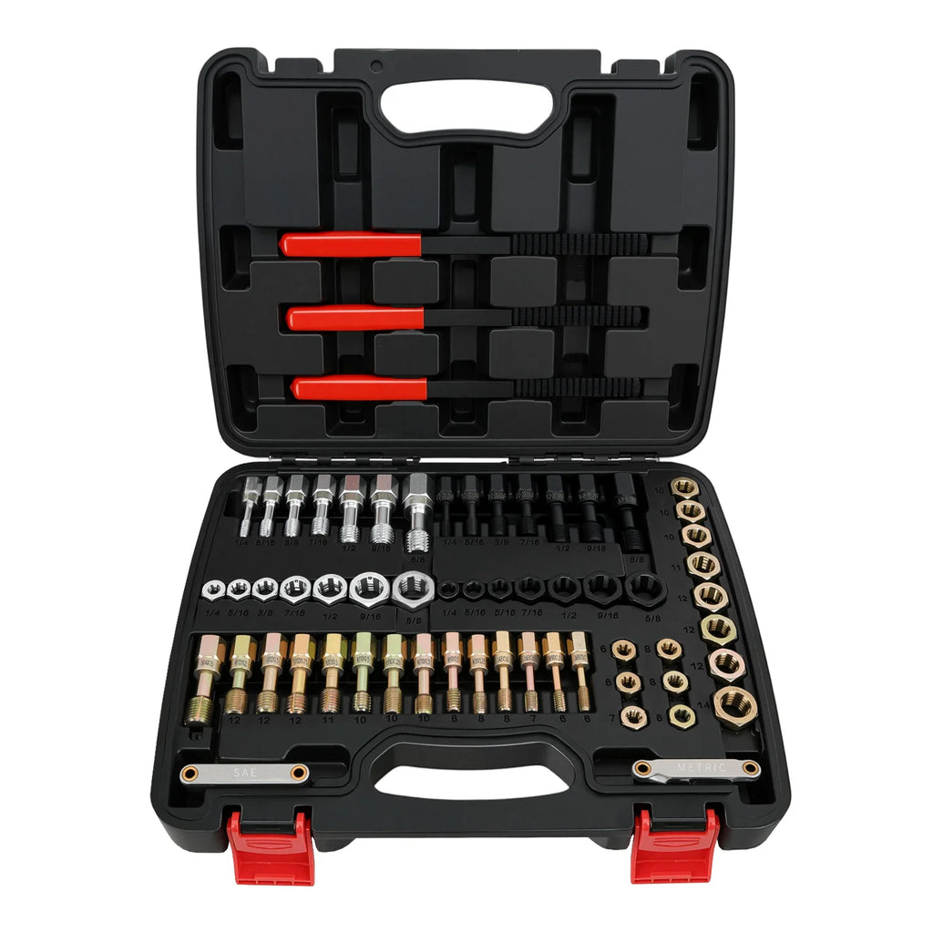 Nilight Thread Chaser Set SAE Metric Master Thread Repair Kit with Case 28 Taps 28 Dies 3 Files 2 Gauges Universal UNC UNF Sizes Automotive Tool for Mechanic Auto Shop Home Garage Repair Vue
