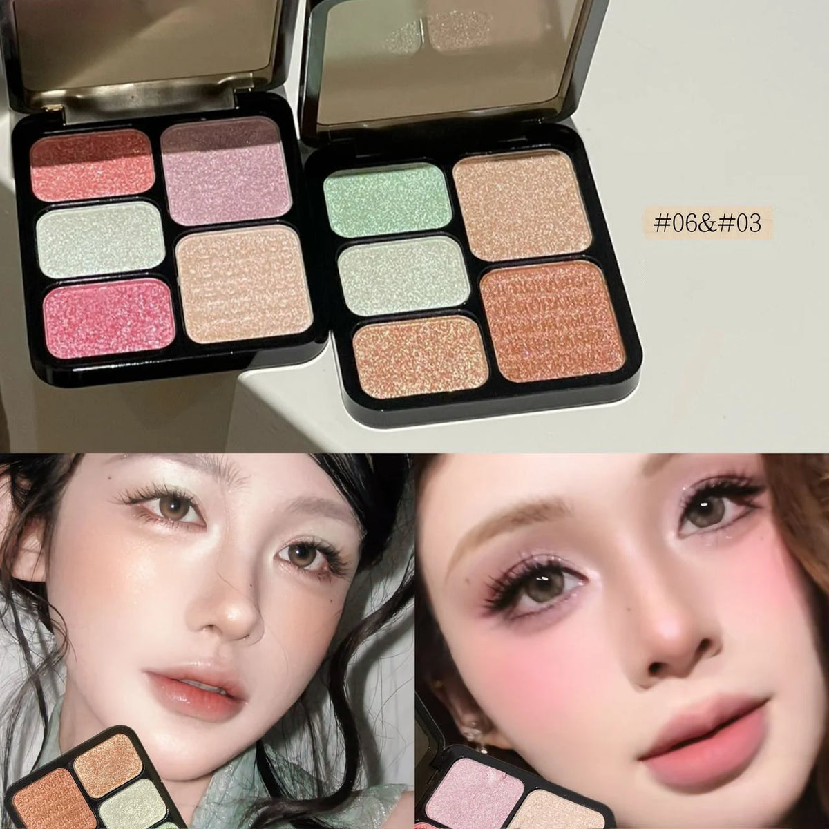 5-Color Portable Eyeshadow Tray Blue Smoked Brown Light Sparkle Pearl Matte High Gloss Lightweight Pocket-Friendly Makeup Vue
