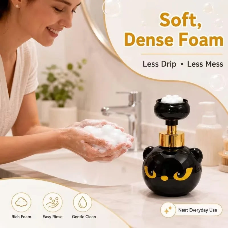 1-10PCS Black Cat Paw Foam Soap Pump Dispenser Refillable Hand Wash Bottle for Bathroom Sink Halloween Decor Cat Lovers Gift Vue