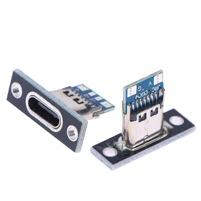 10pcs 3.1 Type-C 2Pin 4Pin Female Connector Jack Charging Port USB 3.1 Type C Socket With Screw fixing plate Type-C USB Jack Vue
