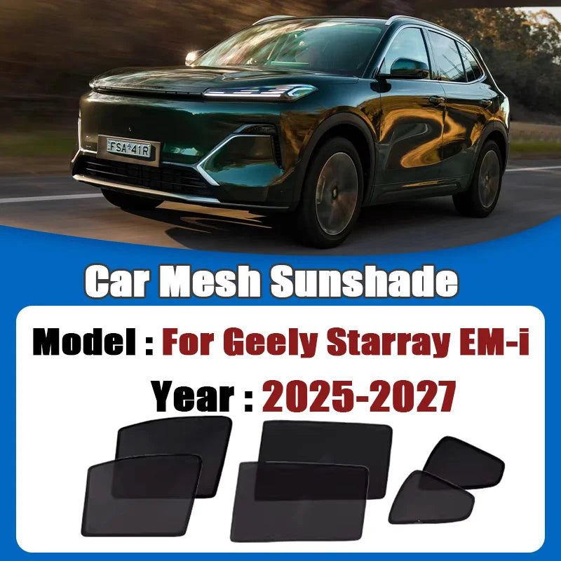 For Geely Starray EM-i 2025 2026 2027 EX5 Starship 7 Car Mesh Sunshades Sun Visors Window Magnetic Privacy Curtain Accessories Vue
