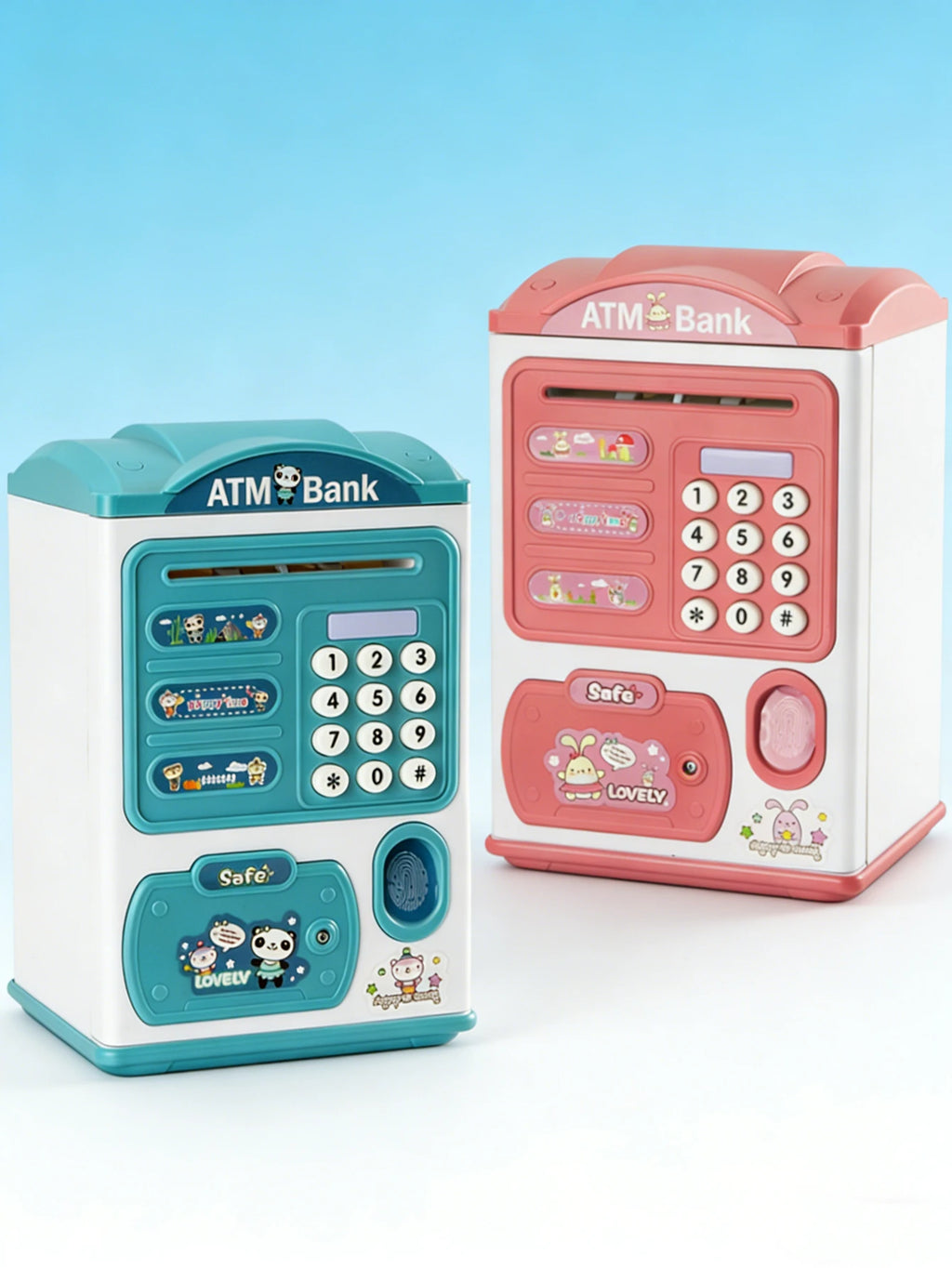Piggy Bank with Lights, Music, and Password Unlock; Coin Storage and Electric Banknote Feeder Children's Toy Vue