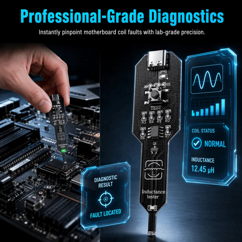 Third Generation Motherboard Coil Tester Strong Stability High Accuracy Inductor Detector Tool Type-C Professional Vue