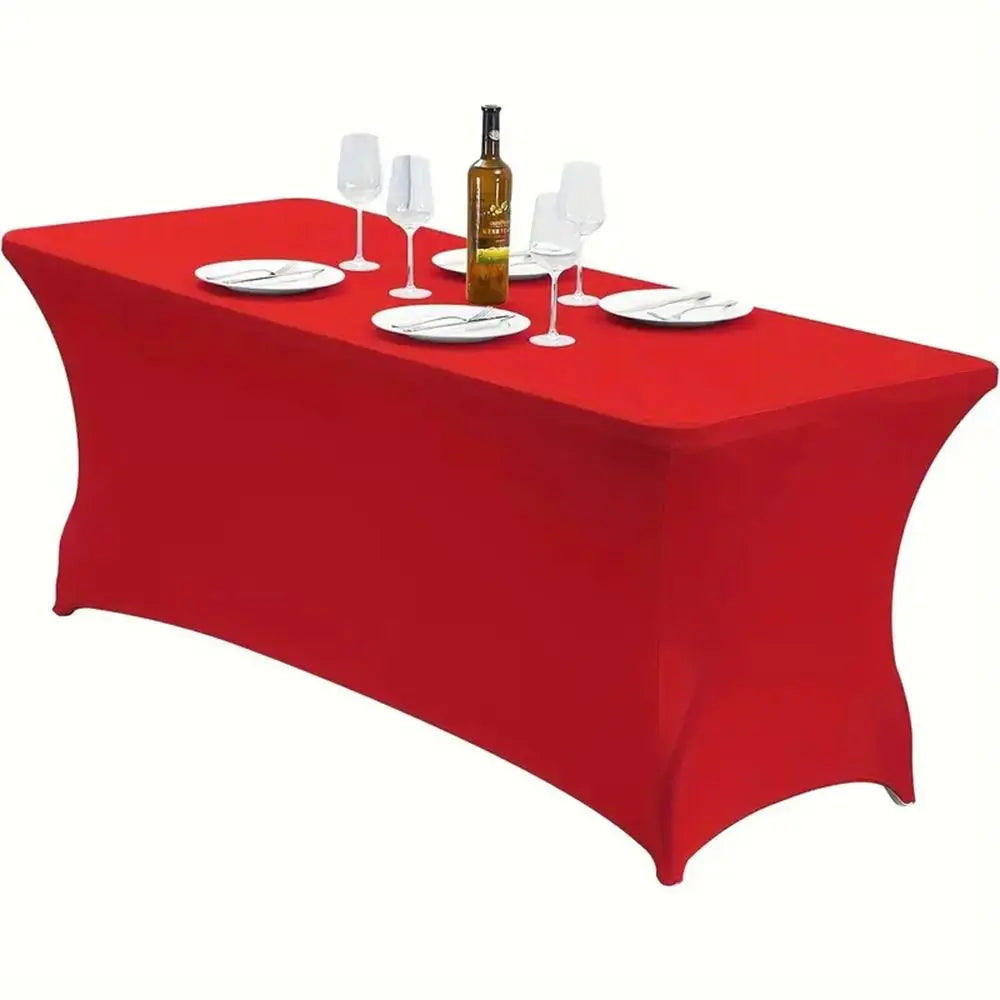 6FT/4FT Table Cover Tight Fitted Rectangular Spandex Tablecloth Stretch Elastic Cocktail Table Decoration Wedding Event Vue