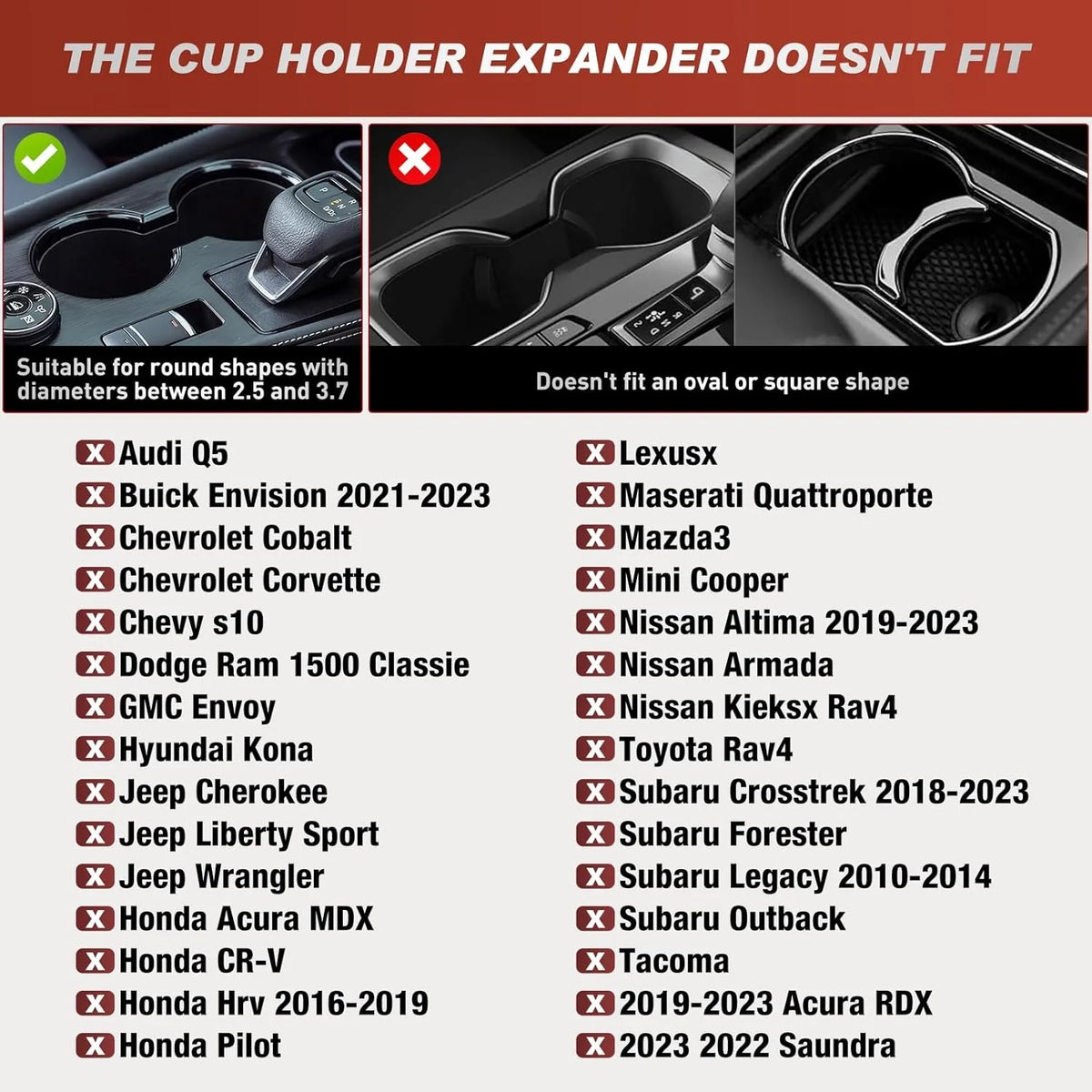 Nilight Cup Holder Expander for Car,Upgraded Car Cup Holder Expander Adapter with Offset Adjustable Base and 8" Tray Yeti Vue