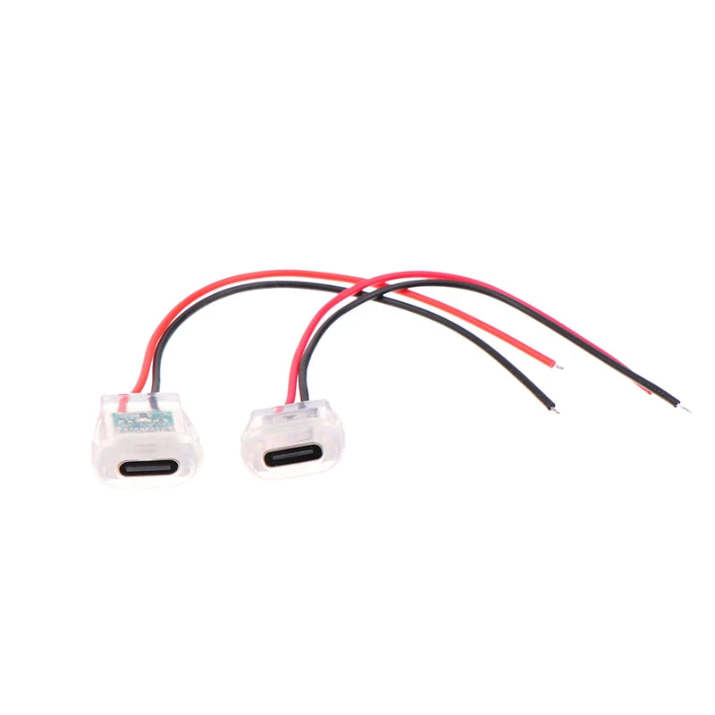 2pin USB Type C Input Type Charging Socket With LED Lights Plate Waterproof USB-C Power Port TYPE-C Female Connector Jack Vue