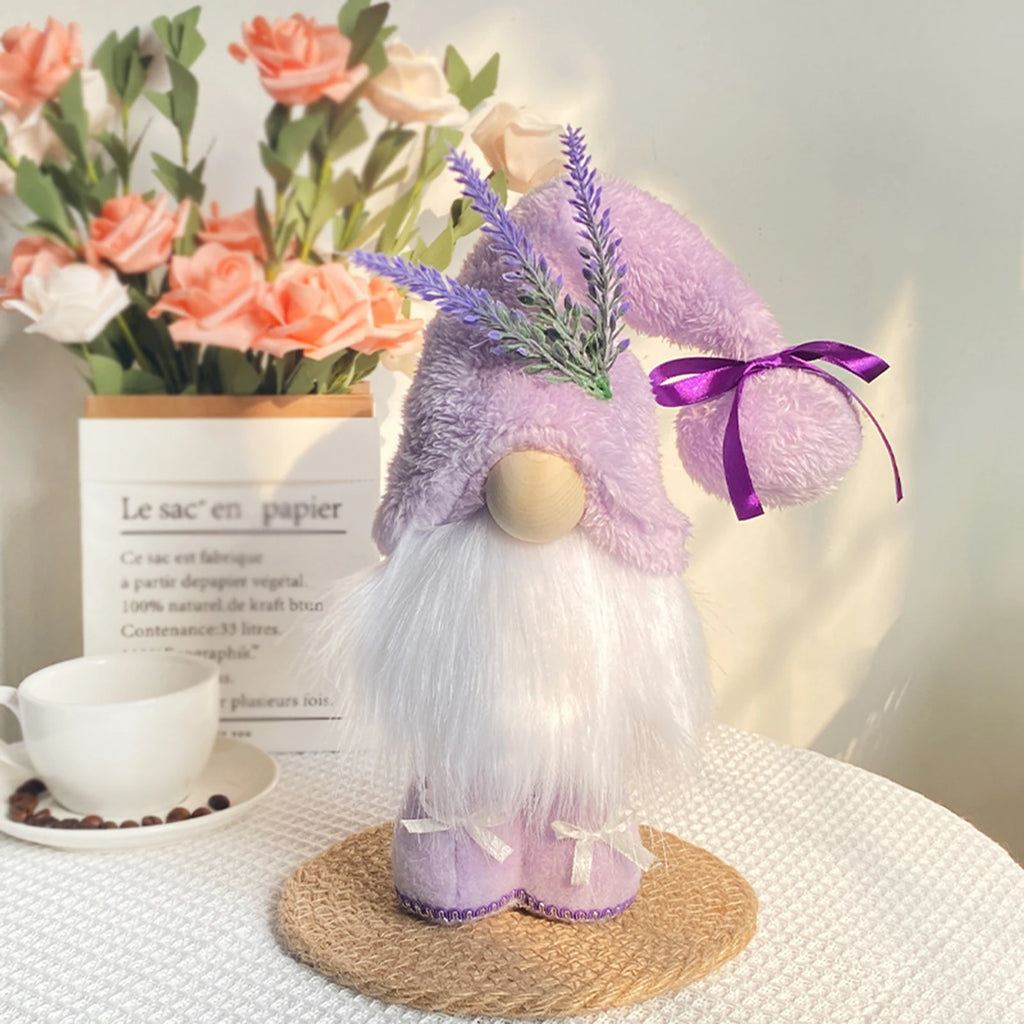 Spring Gnome Plush Lavender Purple Hat – Table Topper Decor Plush Gnome Decor Vue