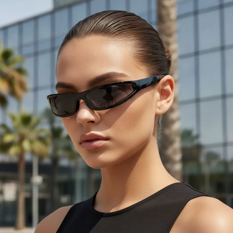 Y2K Narrow Rectangle Sunglasses UV400 Unisex Sport Punk Shades Fashion Sunglasses Vue