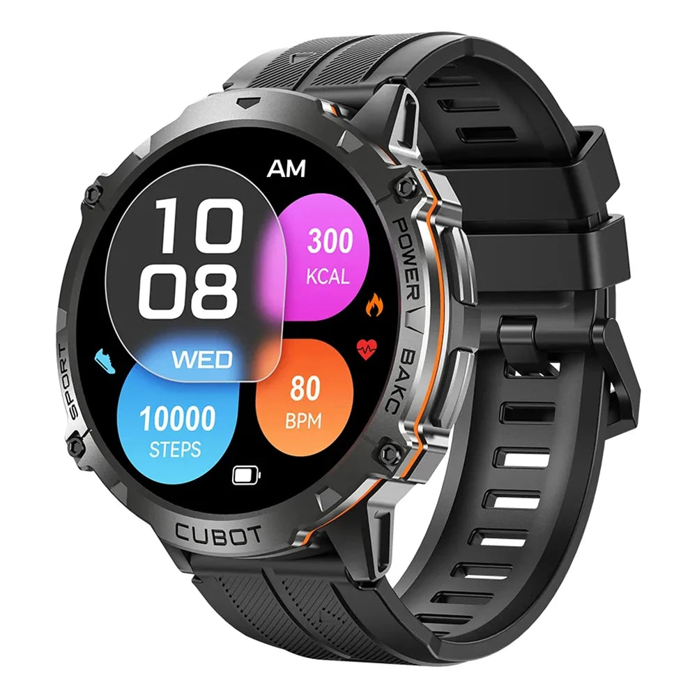 Cubot X3, Sport Waterproof Smartwatch, 1.73-inch AMOLED Display, Bluetooth Calls, 900mAh Battery, Blood Oxygen, Fitness Tracker Vue Black China Mainland