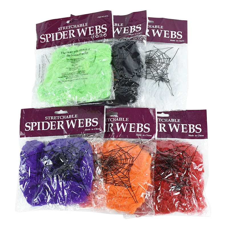 White Spider Web For Halloween Decorations Artificial Stretchy Cobweb For Halloween Scary Party Scene Decor Haunted House Props Vue