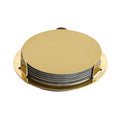Multi-Function Round Gold Stainless Steel Coaster Set Mirror-like Scald-proof Drink Pad With Holder Insulated Cup Mat Restaurant Vue 6pcs 3.35in