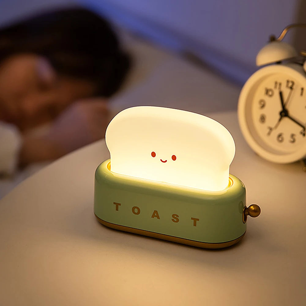 Toaster Lamp Night Lights Rechargeable Led Lights Cute Toast Bread Shape Light for Bedroom Room Child Gift Desk Decorations Vue