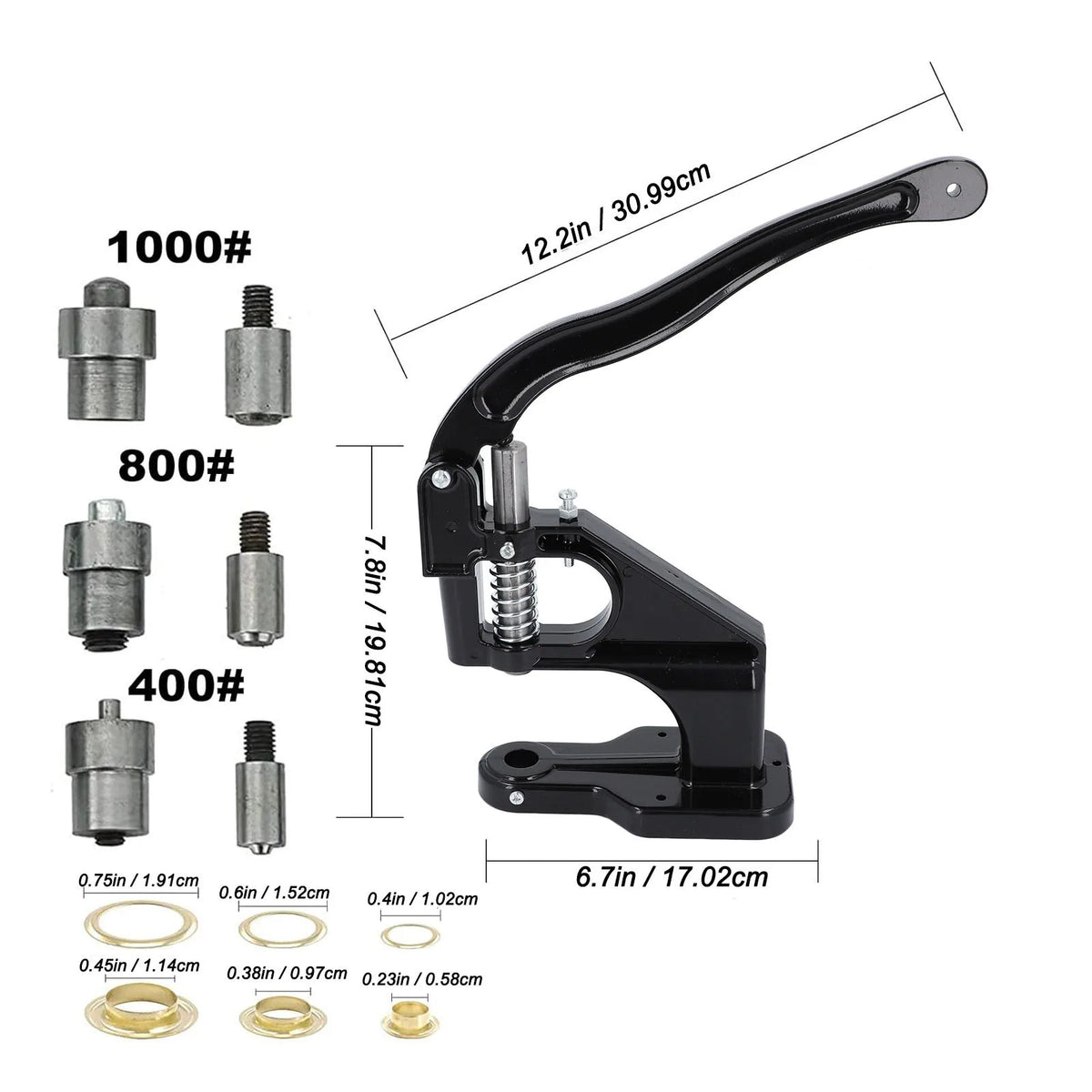 Heavy Duty Eyelet Grommet Machine Grommet Tool Kit High Hardness Alloy Steel Heavy Duty Eyelet Grommet Machine for Fabric Vue